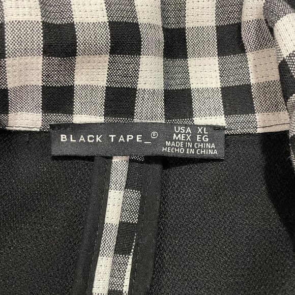(NEW) BLACK TAPE Long Line Coat Buffalo Check Long Sleeve Oversize, B & W - XL - Picture 6 of 8